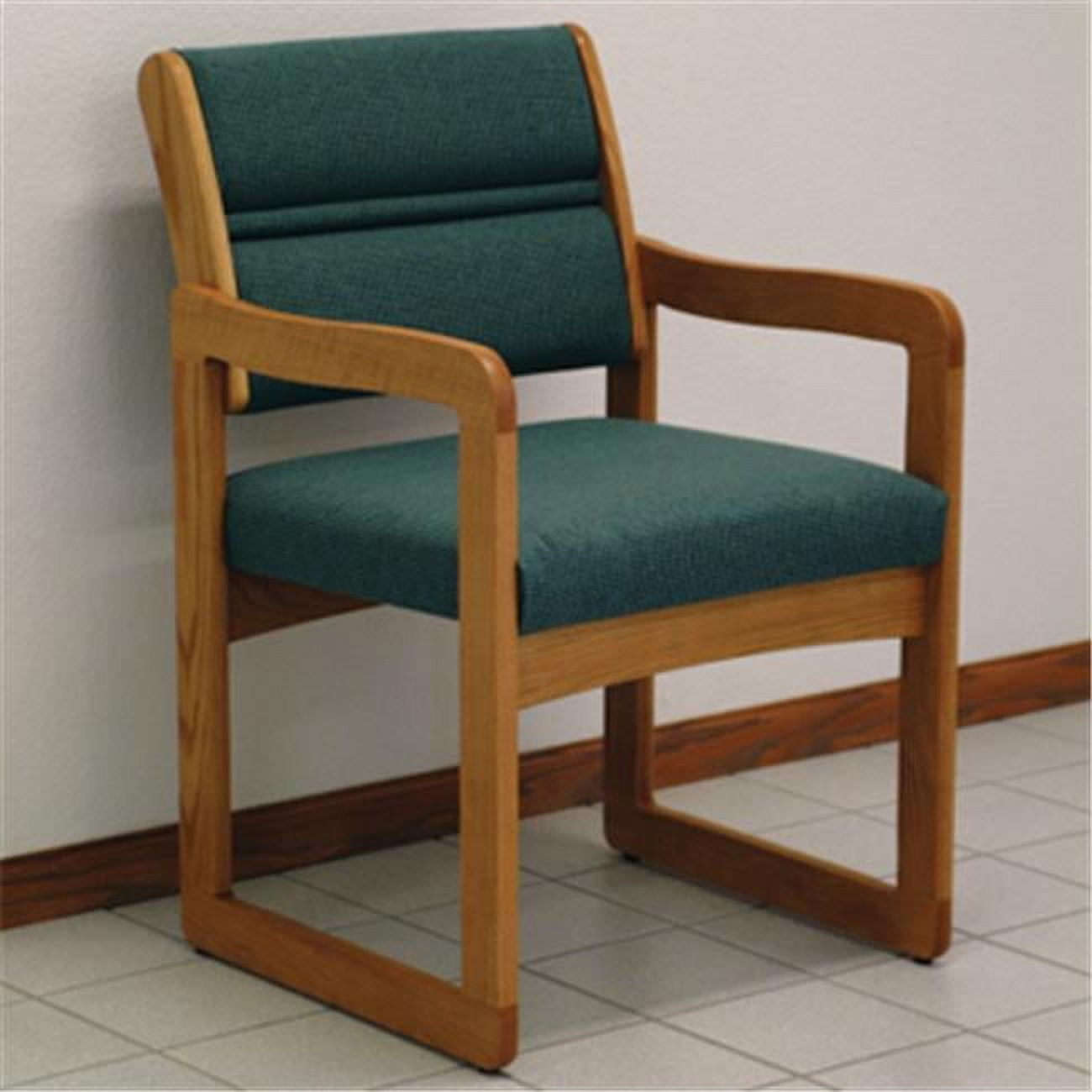 Medium Oak and Gray Upholstered Guest Chair with Arms