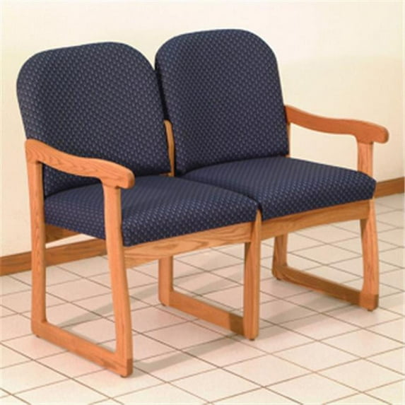 Wooden Mallet DW8-2MOAB Prairie Two Seat Sofa in Medium Oak - Arch Blue