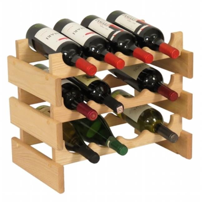 Natural Solid Oak 12 Bottle Floor Wine Rack