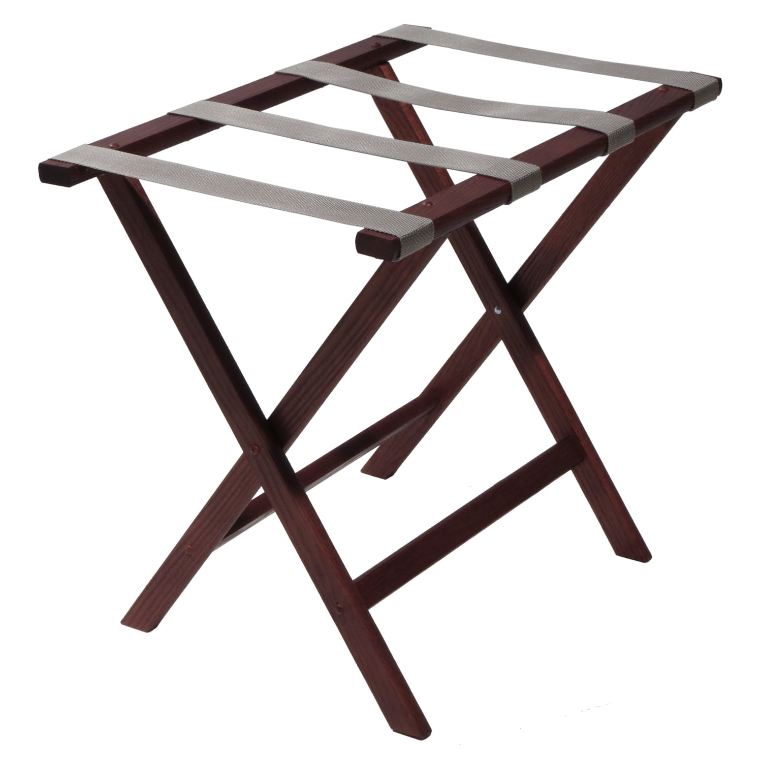 Mahogany and Gray Solid Wood Folding Luggage Rack