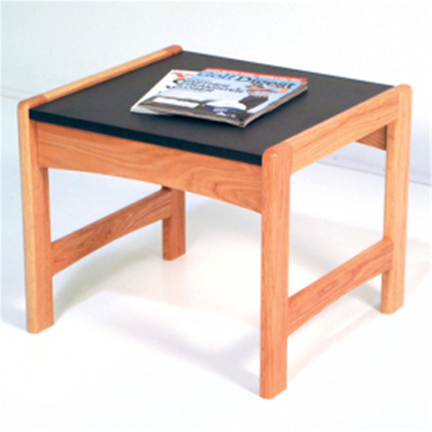 Slate Gray Oak End Table with Black Granite Laminate Top