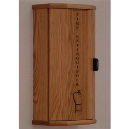 Wooden Mallet Fire Extinguisher Cabinet in Light Oak with Engraved Door Panel - 5 lbs Capacity