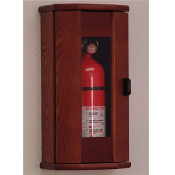 Wooden Mallet Fire Extinguisher Cabinet in Mahogany with Acrylic Door Panel - 5 lbs Capacity