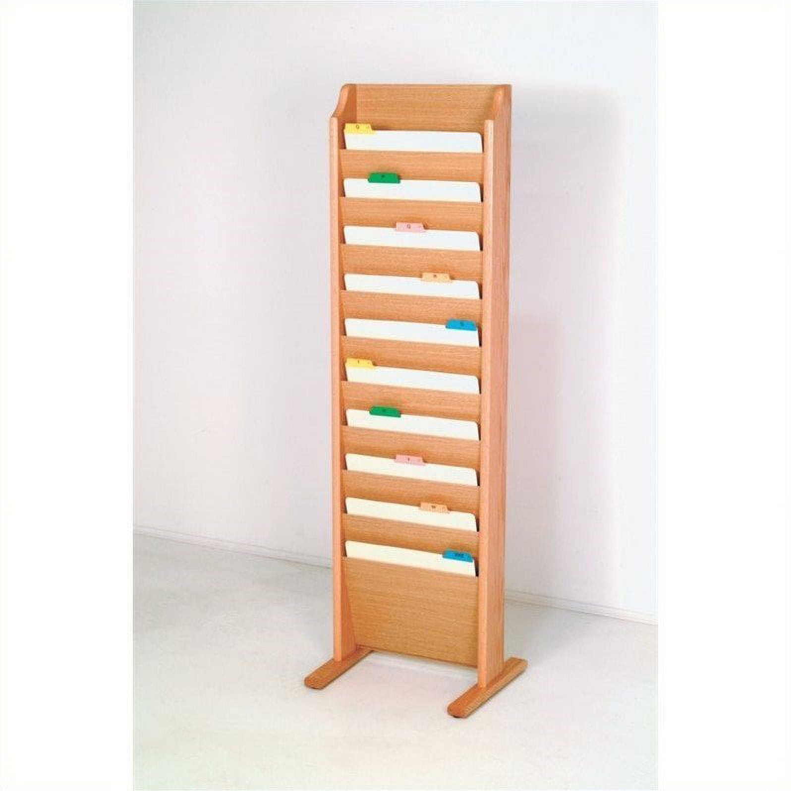 Wooden Mallet Free Standing 10 Pocket Chart Holder in Light Oak