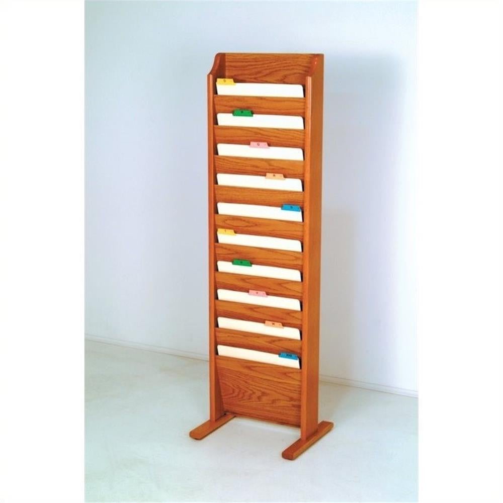 Wooden Mallet Free Standing 10 Pocket Chart Holder in Medium Oak