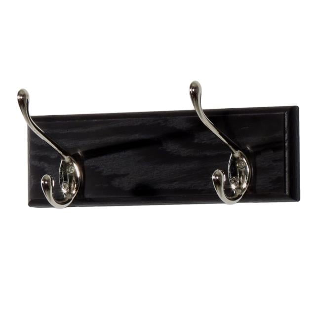 Wooden Mallet HCR-2NBK Hook Coat Rack, Nickel Hooks Black