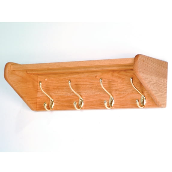 4-Hook Wooden Wall Coat & Hat Rack