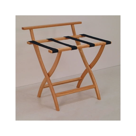 Wooden Mallet LR4-LOBLK WallSaver Luggage Rack in Light Oak with Black Webbing