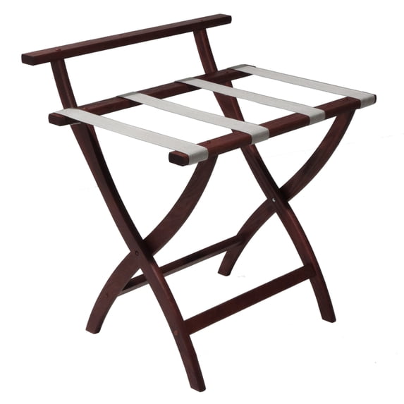 Wooden Mallet LR4-MHSVR Wall Saver Luggage Rack with Silver Straps - Mahogany