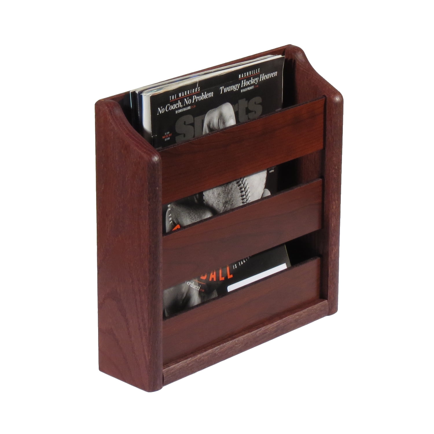 Mahogany Wall Mounted Wooden Magazine Holder
