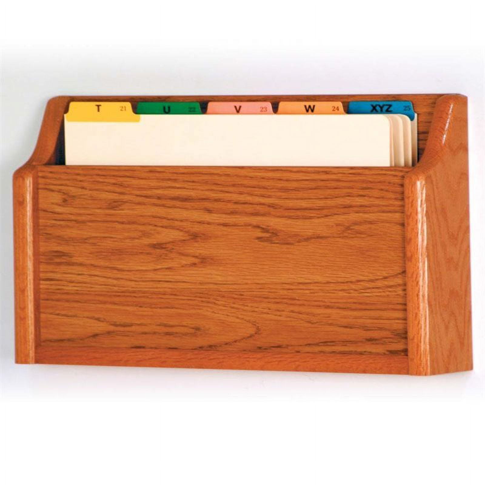 Wooden Mallet Single Legal Size Wall File Holder in Medium Oak