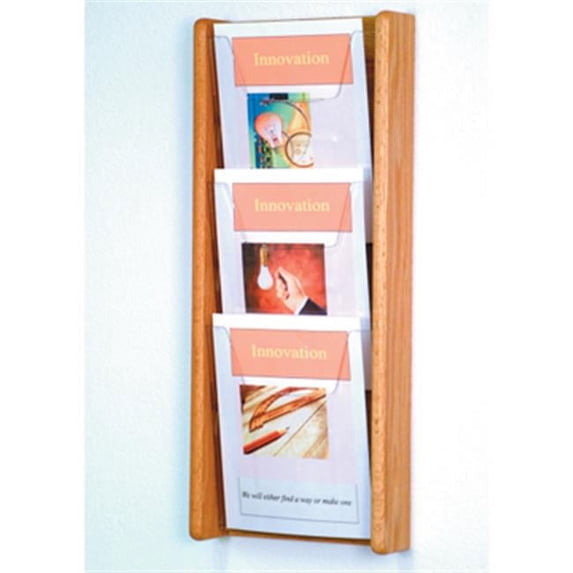 Wooden Mallet Stance 3 Pocket Wall Display in Light Oak - 3H