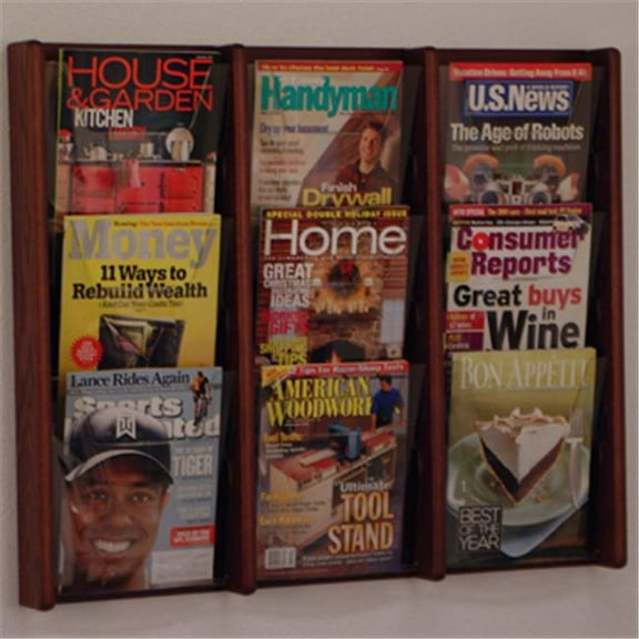 Wooden Mallet Stance 9 Pocket Wall Mounted Magazine Rack in Mahogany