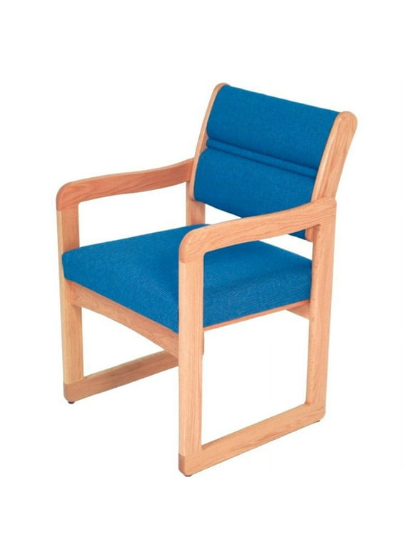 Wooden Mallet Valley Reception Sled Chair in Light Oak and Powder Blue