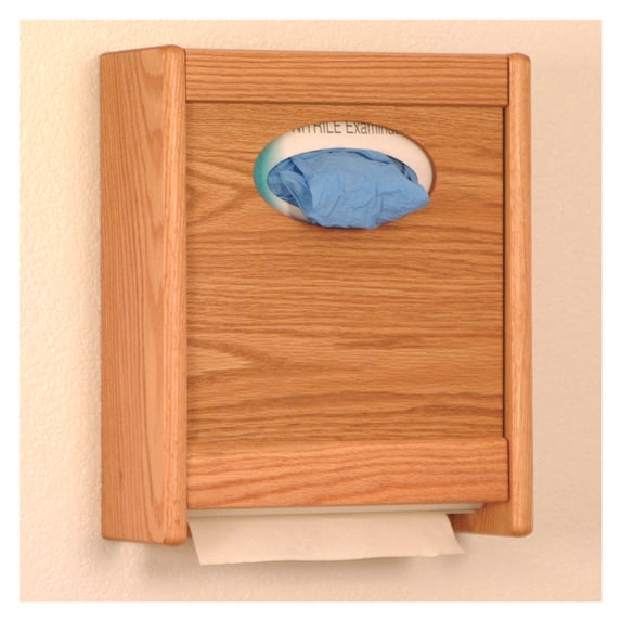 Wooden Mallet WCX1LO Combo Towel Dispenser and Glove and Tissue Holder in Light Oak