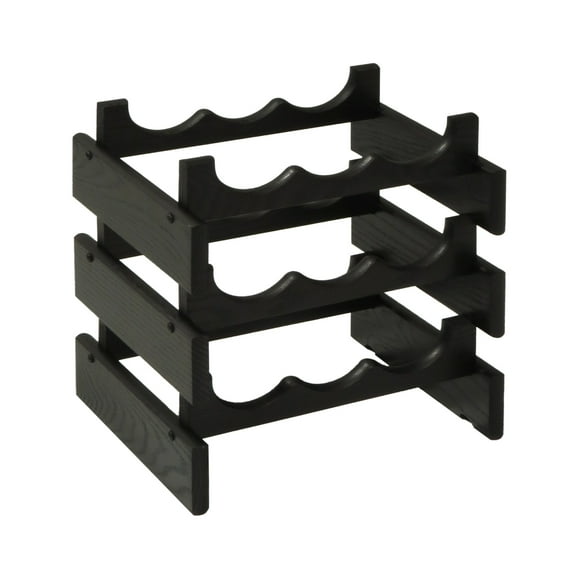 Wooden Mallet WR33BK 9 Bottle Dakota Wine Rack, Black
