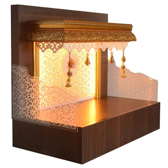 Wooden Mandir for Home/Temple Home/Pooja Mandir Ghar Home Decoration with Lights
