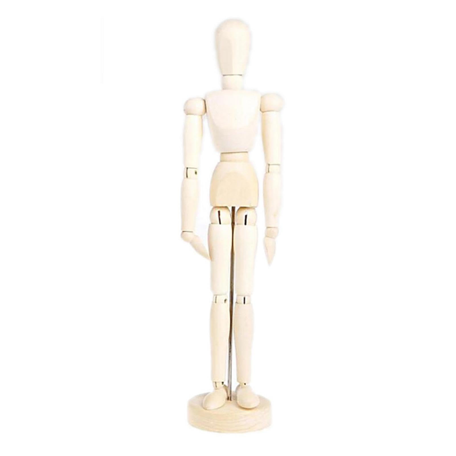 30cm Wooden Manikin Male/Female Human Artist Wood Drawing Mannequin- Flexible Joints, Detachable Stand, Articulated, 12 Inch, For Desks