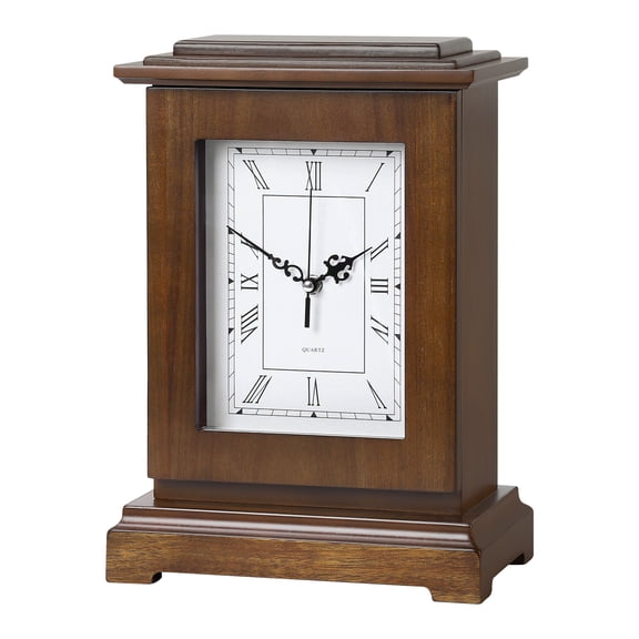 Wooden Mantel Clock Safe, Hidden Secret Storage Clock Box, Walnut Finish
