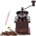 thumbnail image 1 of Wooden Manual Coffee Grinder Vintage Style Hand Coffee Mill Burr Coffee Grinder with Ceramic Hand Crank,Wooden Manual Coffee Grinder Cleaning Brush (Dark Brown Upgraded Version), 1 of 4