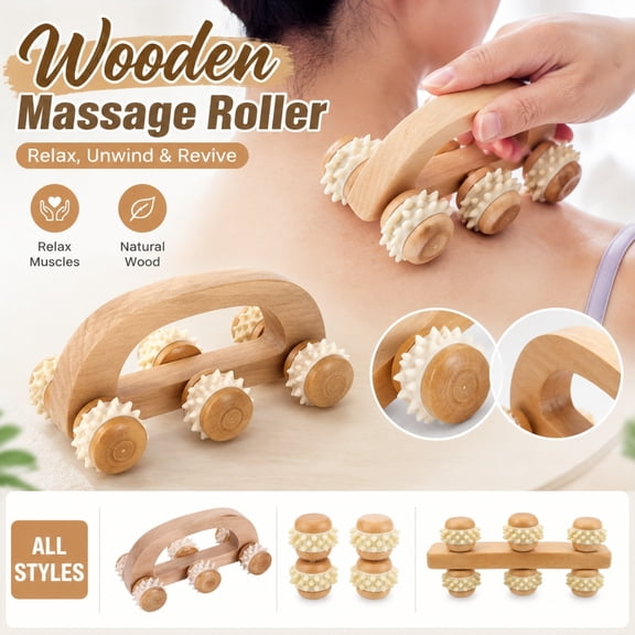 Wooden Manual Massage Roller Tool, Arch Bridge Design Handheld Body Massager for Neck, Shoulder, Waist and Leg Relief, Natural Wood Deep Tissue Muscle Therapy Tool