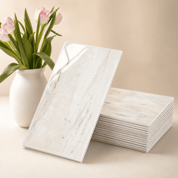 Wooden Marble Grain 100-piece Peel and Stick Subway Wall Tiles for Kitchen Bathroom Fireplace
