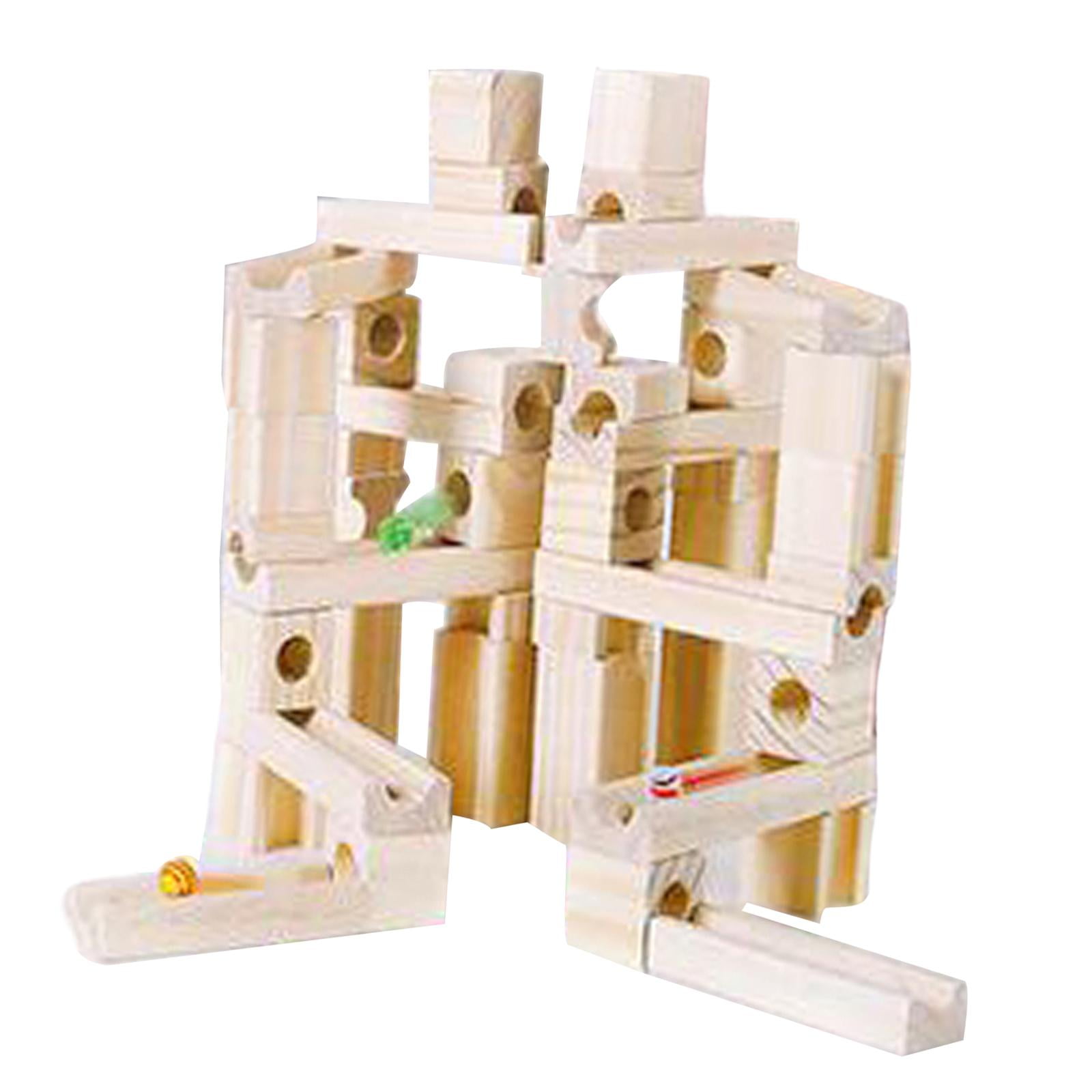 Wooden Marble Run Building Blocks Set, Marble Track Maze Game, Marble