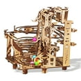 Wooden Marble Run Kit 3D Puzzle Wood Colored Balls Run Stepped Hoist