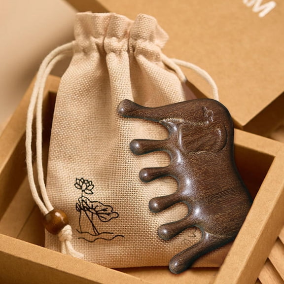 Wooden Massage Comb For Scalp Massage Portable In Cat Design Gentle Head Care Tool For Family Use Massage Tool And, 3.74*2.17 inch, Brown-C