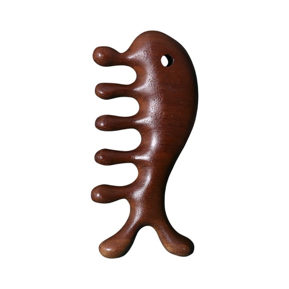 Jialinnn Wood Hair Comb, Scalp Massage, Brown Plaid