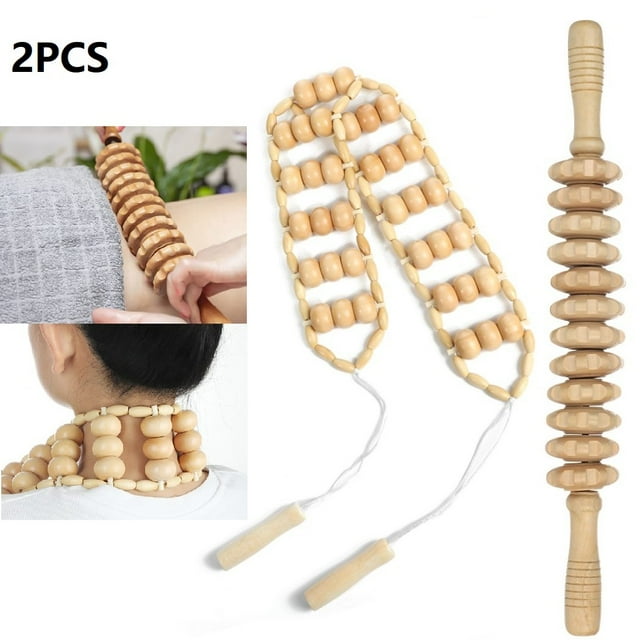 Wooden Massage Roller Tools, Therapy Massage Stick, Massage Rope