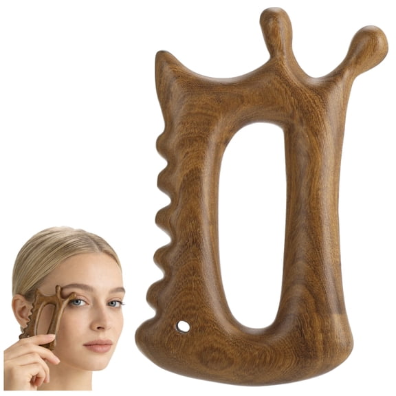 Wooden Massage Tool for Face and Body, Acupressure Massager with Ergonomic Grip, Gua Sha Style Muscle Scraper for Jawline Neck Shoulder and Daily Relaxation