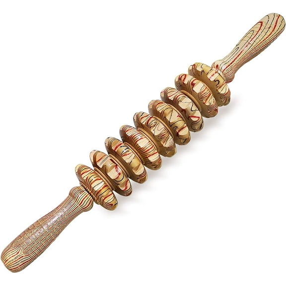 Wooden Massager Handheld Roller Trigger Point Massager Stick for Fascia, Cellulite, Muscle & Abdomen , Body Therapy Massager, Muscle Belly Relief Tool