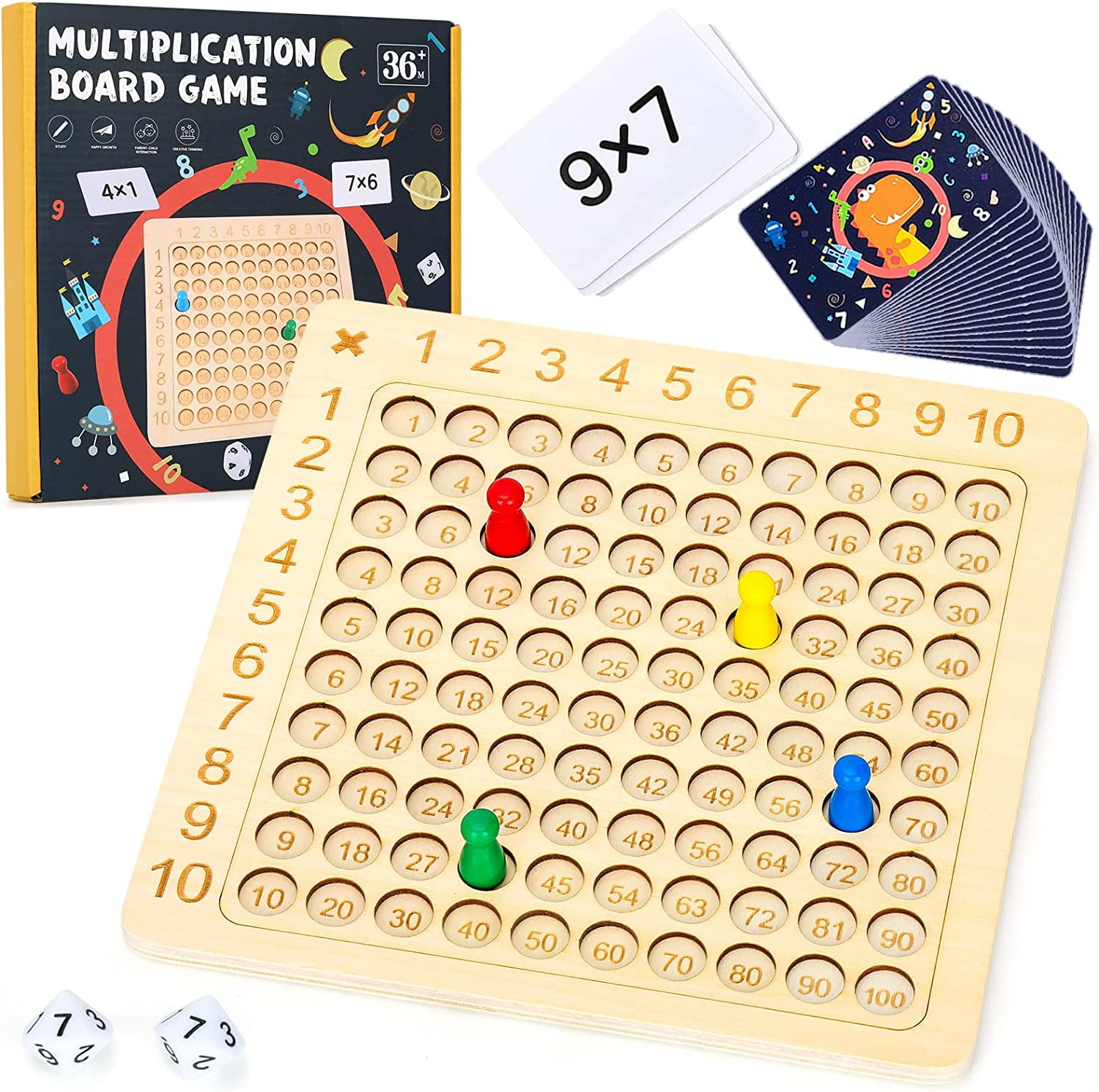 Wooden Math Multiplication Board,Montessori Addition Board Game Toys