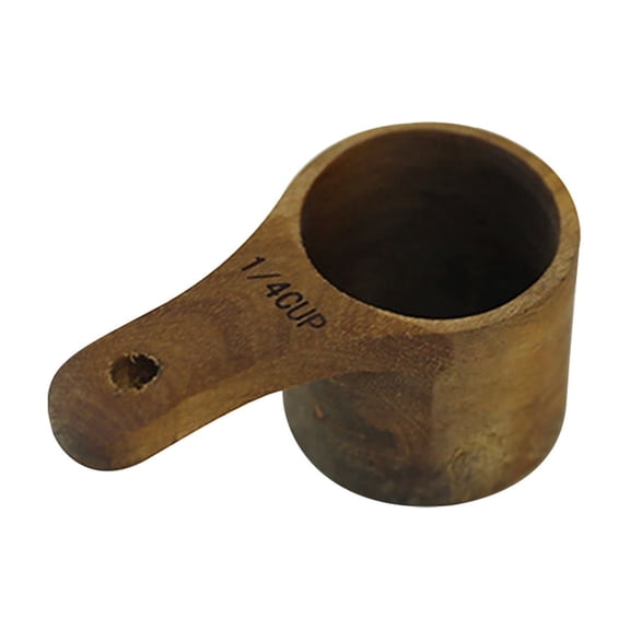 Wooden Measuring Cups for Baking & Cooking - Ideal for Bakers, Home Cooking, Creative Wood Cup with Handle, Measuring Tool Suitable for Kitchen, 1Cup or 1/2 Cup or 1/3 Cup or 1/4 Cup(Brown3,1.7x1.7")
