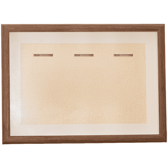 Wooden Medal Display Frame, A4 Size Sports Medal Display Picture Frame with 3-Hole Cardboard, Holds 2 Medals, Fabric Backing, Glass Front, Rustic Brown Finish, Includes Kickstand & Adhesive