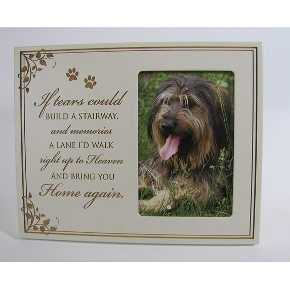 Wooden Memorial 8x10 Picture Frame for Pet holds 4x6 photo If Tears Could Build a Stairway