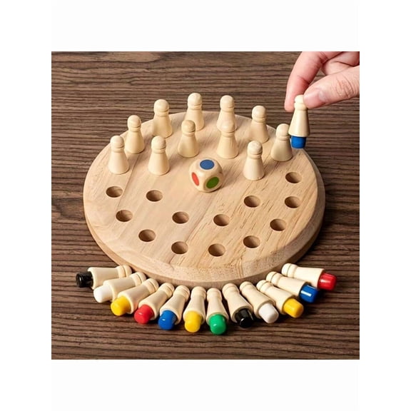Wooden Memory Game Portable Wooden Memory Matching Game 1Set Family Strategy Board Game For Holiday Gifts And Brain Training