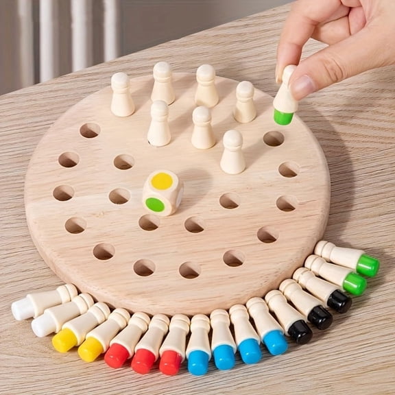 Wooden Memory International Tabletop Game, Wooden Matching Stick Board Game, Wooden Memory Chess Educational Board Game Family Game Bar Party Adult Set