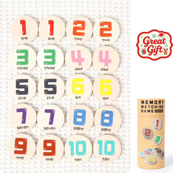 Wooden Memory Matching Game, Stocking Stuffers Montessori Educational Learning Toy, Preschool Fine Motor Cognitive Toy, Christmas Birthday Gift for Toddler Boys Girls Ages 3 and Up