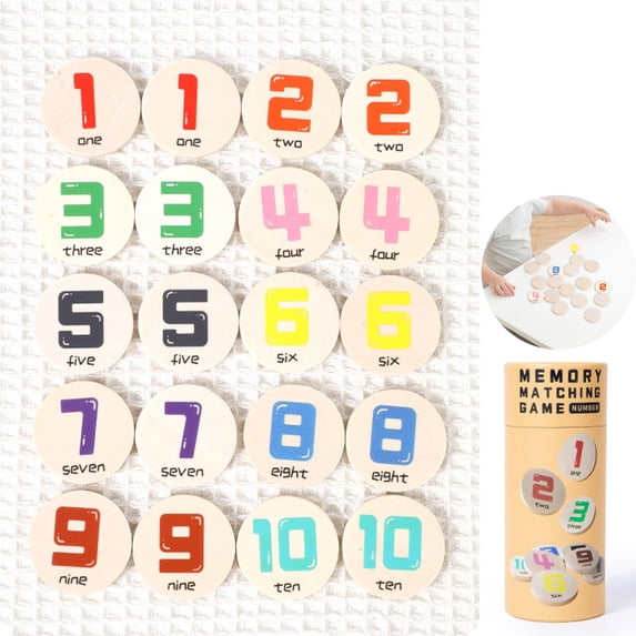 Wooden Memory Matching Tile Game for Toddlers Age 3+, Montessori Educational Flash Cards, Animal Dinosaur Number Traffic Theme Cognition Toy, Portable Christmas Stocking Stuffer Gift for Boys Girls