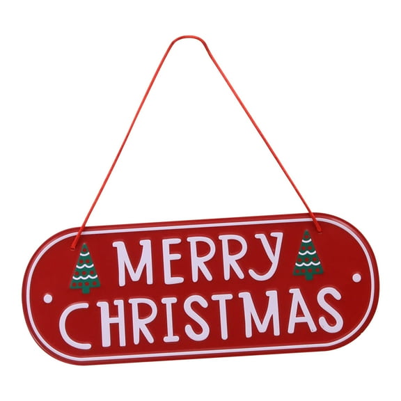 Wooden Merry Christmas Sign Plaque With Metal Pendant, Wall Hanging Design For Front Door Home Outdoor Christmas Decor 10X6X0.5In 0.6Lb
