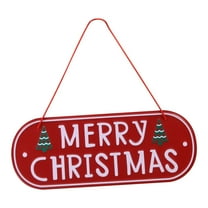 Wooden Merry Christmas Sign Plaque With Metal Pendant, Wall Hanging Design For Front Door Home Outdoor Christmas Decor 10X6X0.5In 0.6Lb
