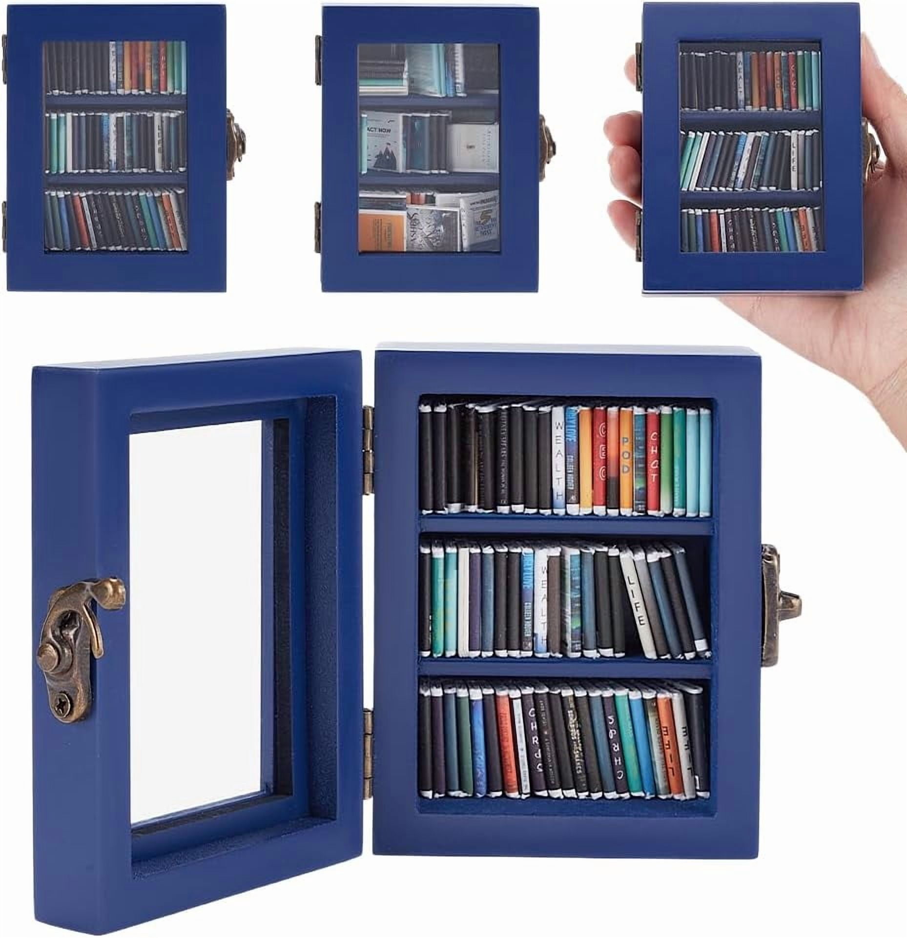 Wooden Mini Pocket Anxiety Bookshelf Miniature Bookcase Display Books ...