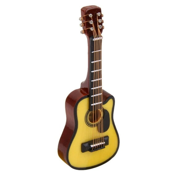 Wooden Miniature Acoustic Guitar Musical Instrument Model Toy /12 Dollhouse Living Room
