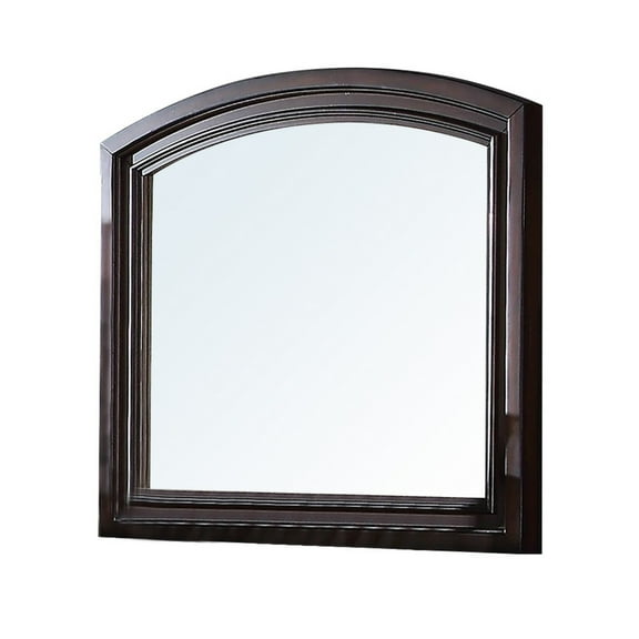 Wooden Mirror with Raised Frame and Molded Details Brown - Saltoro Sherpi