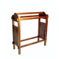 thumbnail image 1 of Wooden Mission Style Quilt Rack with 3 Hanging Bars on Scrolled Top, Brown- Saltoro Sherpi, 1 of 5