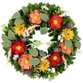 thumbnail image 1 of Northlight Shaved Wood Florals and Foliage Artificial Small Spring Wreath - 13.75", 1 of 5