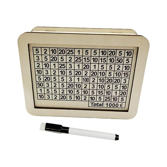 Wooden Money Box Practical Money Saver with Numbers and Money Target with Counter, Durable for Boy Girls Piggy Bank with Marker, Money Saving Box