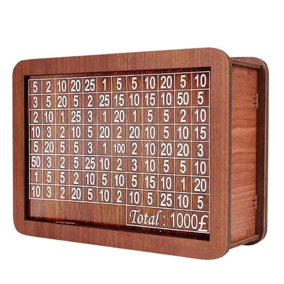 Wooden Money Box With Money Target and Numbers With Counter Crafts Portable Storage Case Money Saving Box for Adults Child